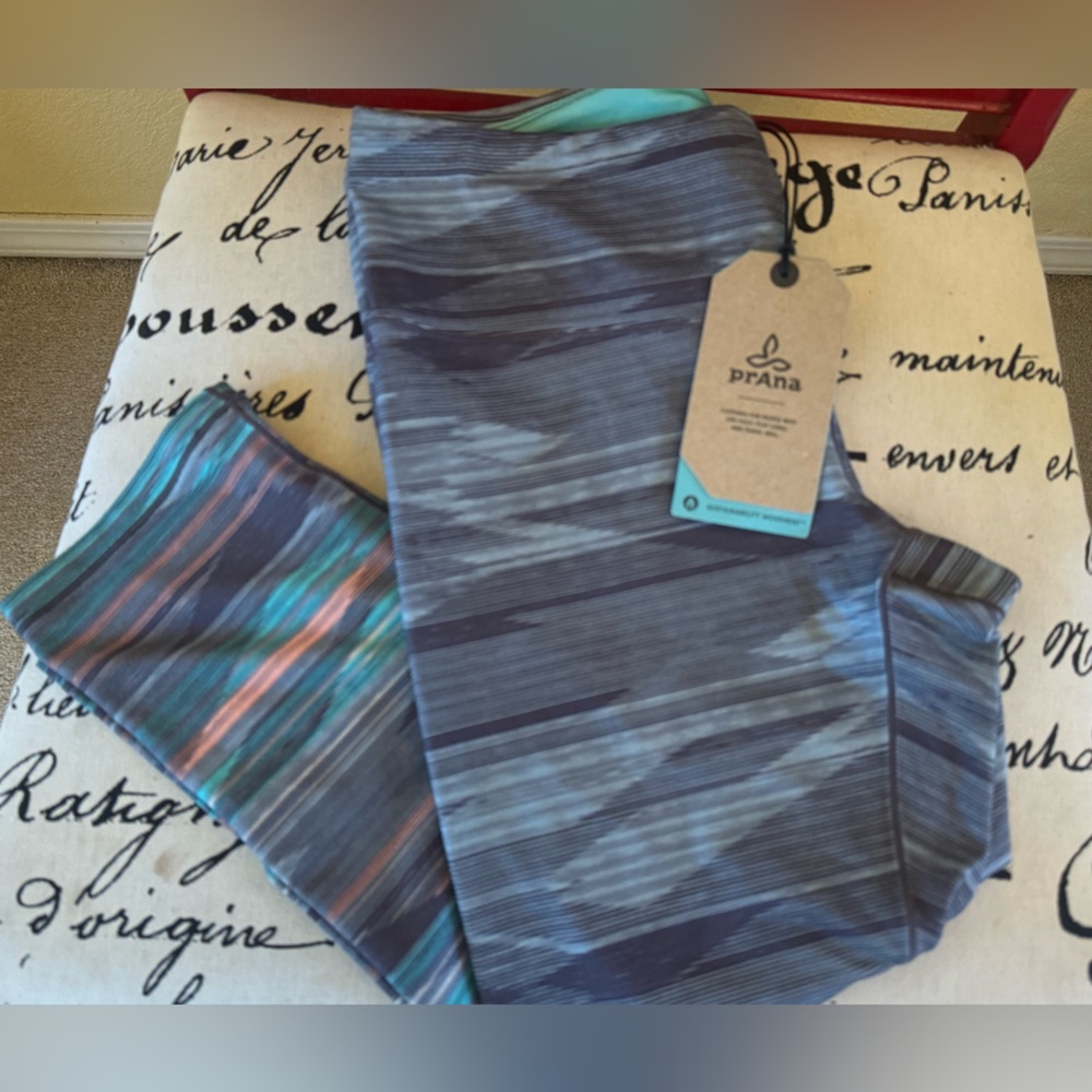 PRANA Pillar Capri Leggings Gym Yoga Pilates Women's Medium Granite Sunrise